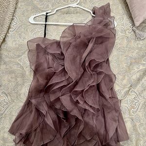 Bebe One-Shoulder Silk Ruffled Top